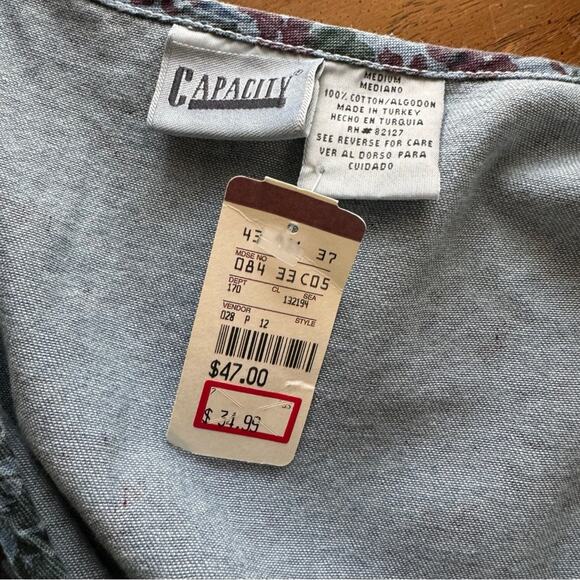 Vintage 90’s Chambray Floral Print Jumper Dress Deadstock New With Tags - Picture 6 of 6